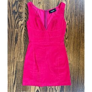 DSQUARED2 Pink Corduroy Mini Dress | IT 38 (US 2) | Fitted V-Neck